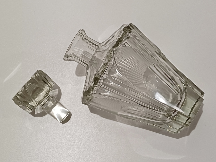 Velká karafa s odlivkami, Art Deco, F. Průša, styl Hloušek, Železný Brod