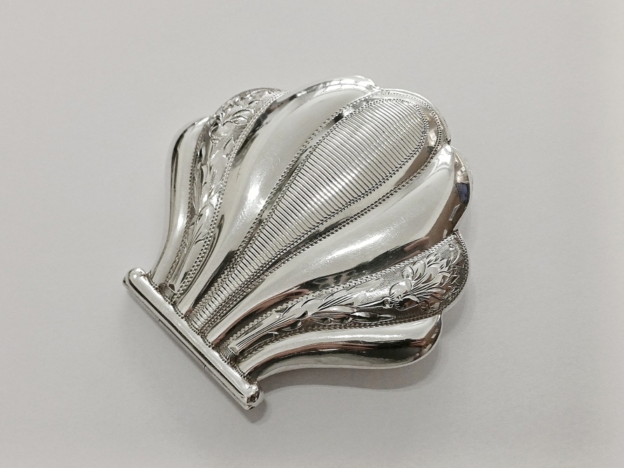 Art Deco pudřenka - mořská mušle, Ag 835/1000, 70 g, I. ČSR