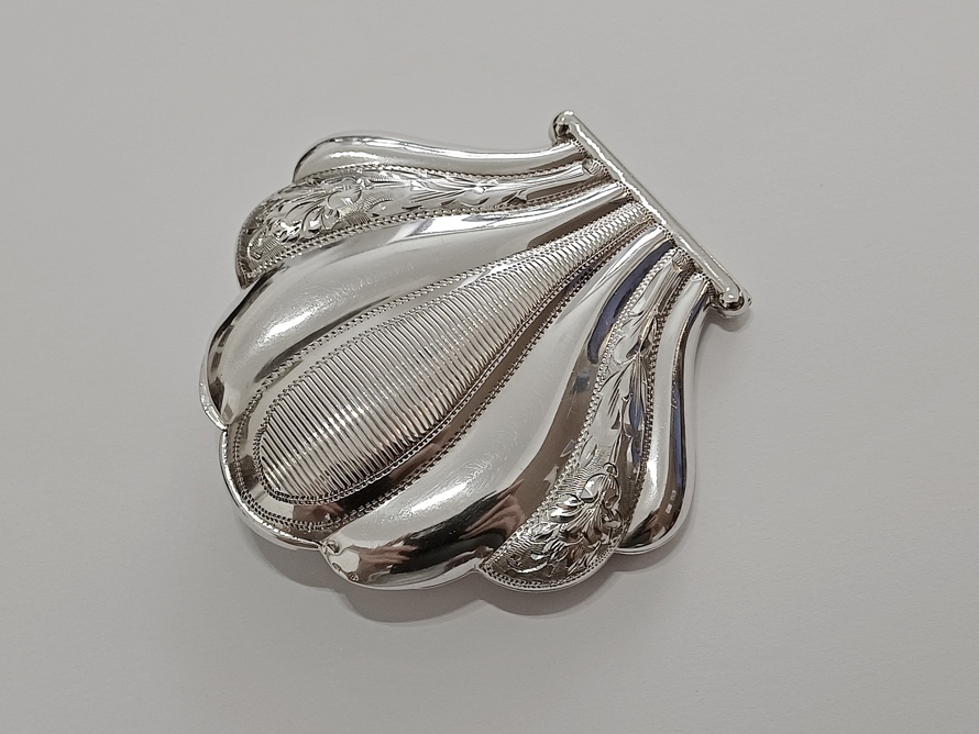 Art Deco pudřenka - mořská mušle, Ag 835/1000, 70 g, I. ČSR