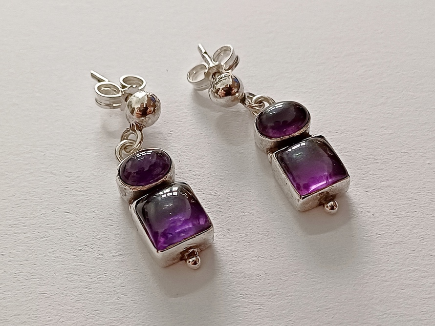 Dámské náušnice s ametysty, stříbro, Ag 925, 5,13 g