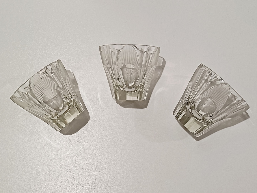 Velká karafa s odlivkami, Art Deco, F. Průša, styl Hloušek, Železný Brod