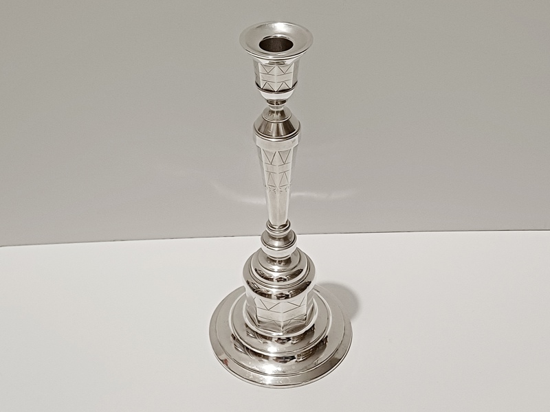 Svícen Art Deco , stříbro Ag 800/1000, 224 g, I. ČSR, kubismus