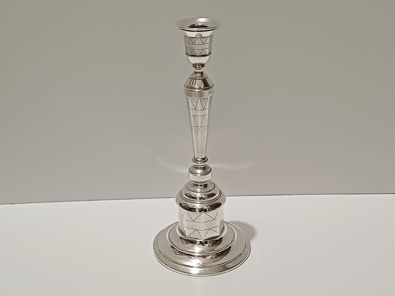 Svícen Art Deco , stříbro Ag 800/1000, 224 g, I. ČSR, kubismus