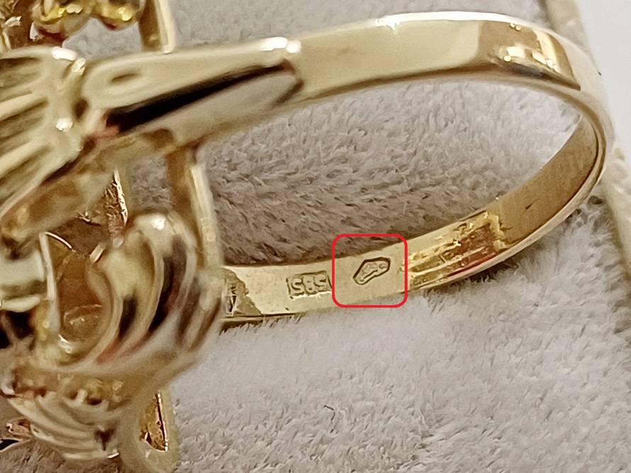 zlatý dámský prsten s rubínem, Au 585/1000, 14 kt, Vídeň, 30. léta
