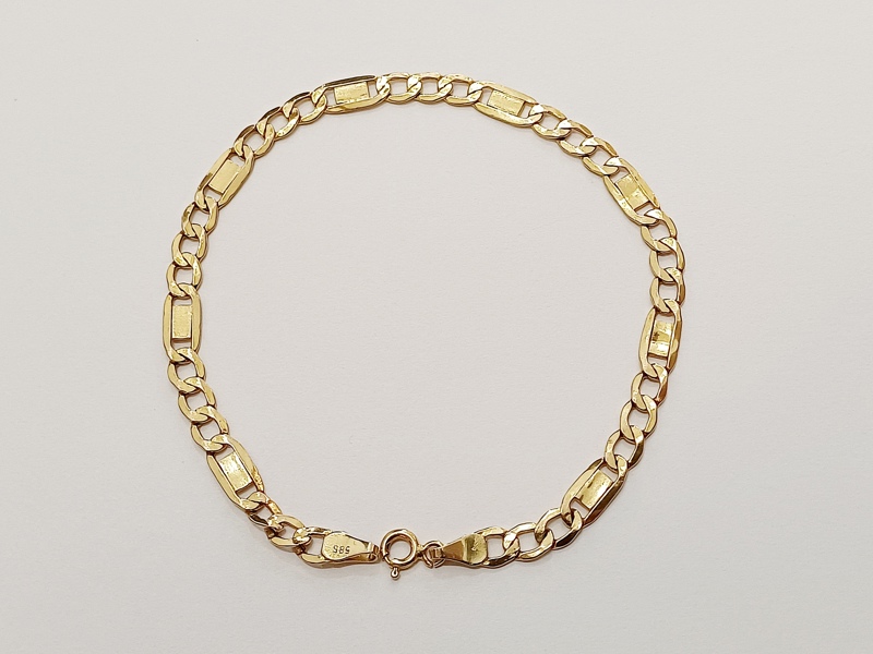 zlatý článkový náramek, Au 585/1000, 14 kt