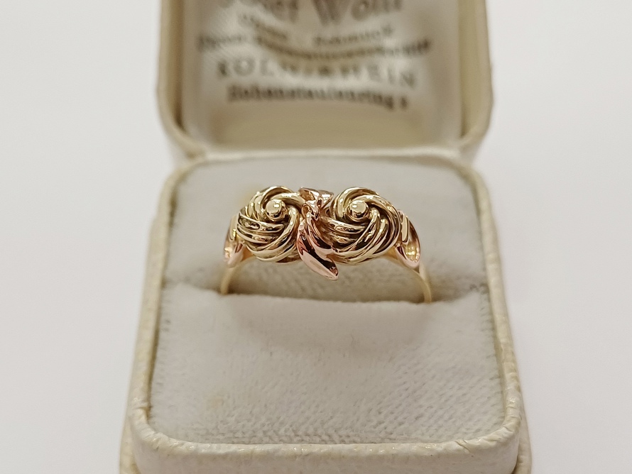 zlatý prsten, Karat Brno, Au 585/1000, 14 kt., lvíček, 40.léta