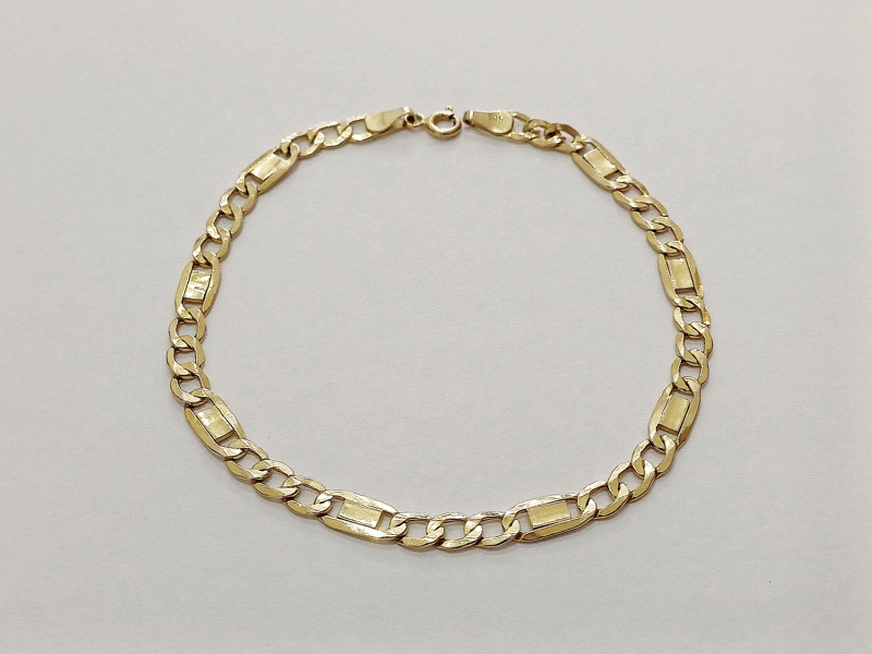 zlatý článkový náramek, Au 585/1000, 14 kt