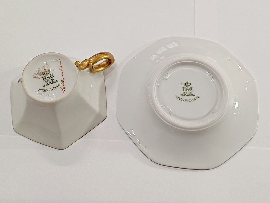 šálek Heinrich Co., styl Rosenthal, erb Helgoland, ArtDeco